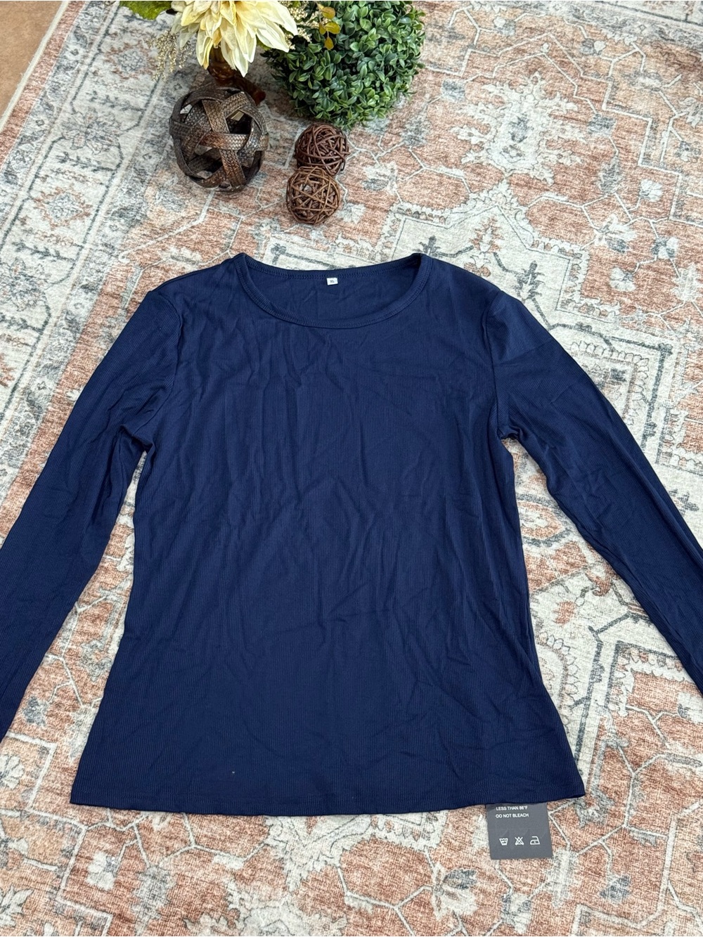 Women’s Long Sleeve Crew Neck Top in Navy - Classic Everyday Tee